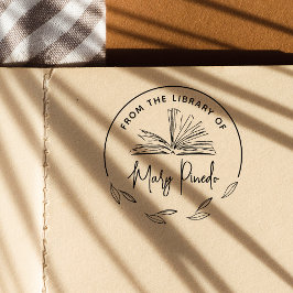 Sello De Caucho De La Biblioteca De Hojas Ex libris Libro