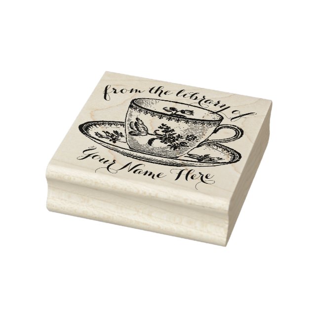 Sello De Caucho De la Biblioteca de Personalizado Teacup Rubber St (Sello)