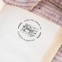 Sello De Caucho De La Biblioteca De | Simple Leaves Modern Book