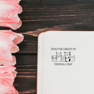 SELLO DE CAUCHO DE LA BIBLIOTECA DE SU NOMBRE GARRITOS ADORABLES