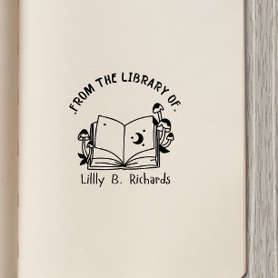 Sello De Caucho De la biblioteca de [Su nombre] - Libro mágico