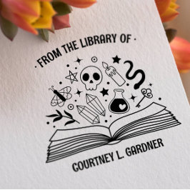 SELLO DE CAUCHO DE LA BIBLIOTECA DE TU NOMBRE LIBRO MÁGICO