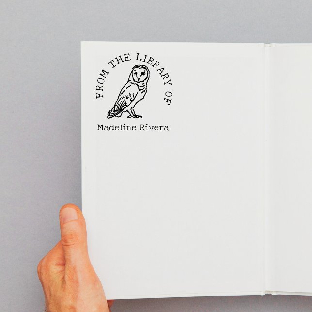 Sello De Caucho De la Biblioteca del Libro de Lechuza Barn (From The Library of Barn owl )