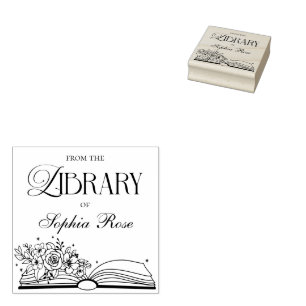 Sello De Caucho De La Biblioteca Del Libro Personalizado Moderno