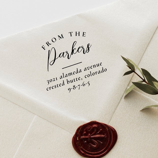 Sello De Caucho De La Dirección De Retorno Simple Elegante De Nomb (Rubber Stamp Mock-up)