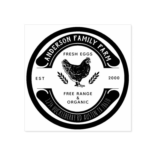 Sello de caucho de la familia de huevos frescos de (Impresión)