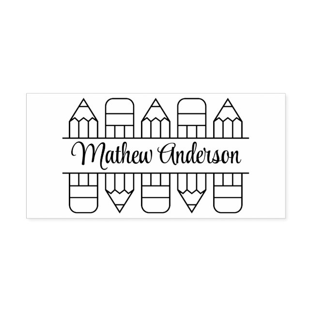 Sello De Caucho De vuelta al tema de los lápices escolares (Impresión)