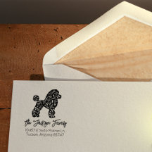 Decorated Poodle Family Return Address  