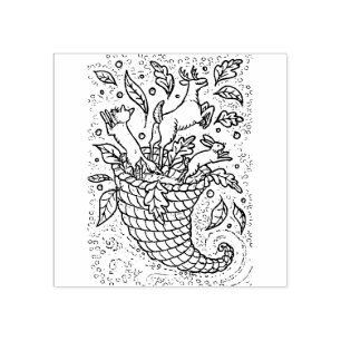SELLO DE CAUCHO DEER HARE FOX FOREST WILDLIFE, LA CORNUCOPIA NATUR