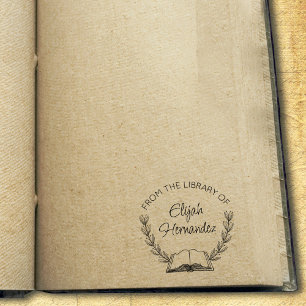 Sello De Caucho Del Libro Botánico de la Biblioteca de Brasil
