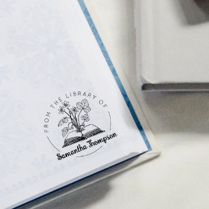 Sello De Caucho Del Libro Botánico de la Biblioteca de Brasil