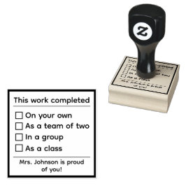 Sello de caucho del profesor completado por trabaj