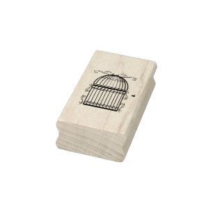 Sello De Caucho Delicada estampilla de arte en jaula desplazada