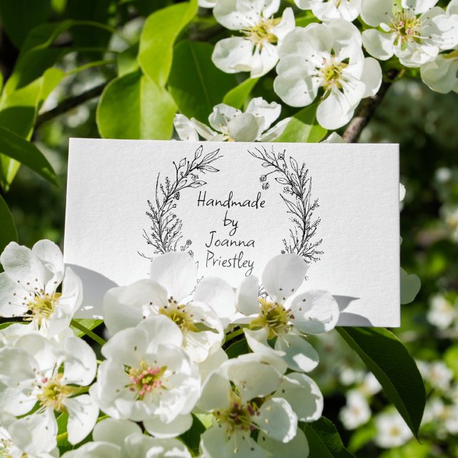 Sello De Caucho Delicada Wreath & Script Handmade by (Subido por el creador)