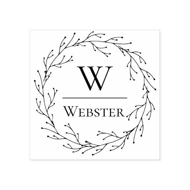 Sello De Caucho Delicado Monograma de corteza de invierno (Impresión)