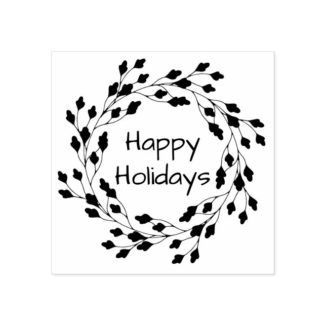 Sello De Caucho Delicate Leafy Wreath Holiday (Impresión)