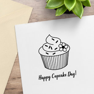 Sello De Caucho Delicioso Cupcake con glaseado y texto personaliza