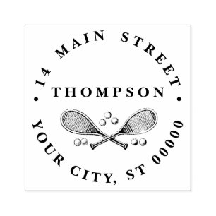 Sello De Caucho Deportes Vintage Raquetas de Tenis Cruzadas Pelota