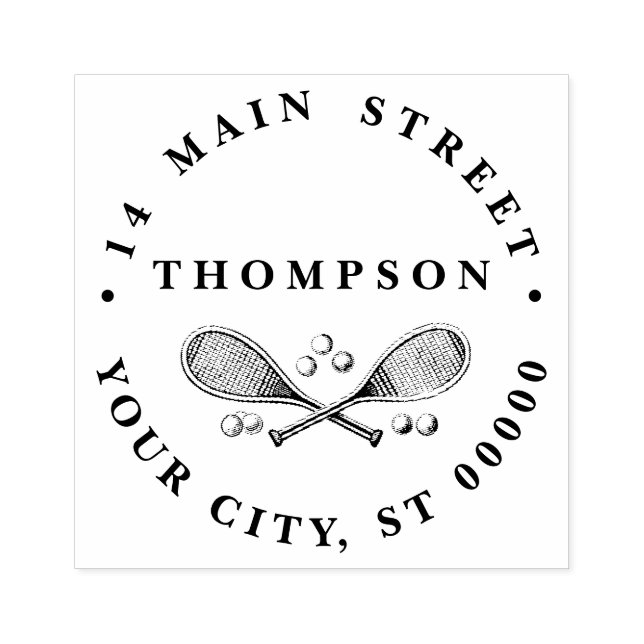 Sello De Caucho Deportes Vintage Tenis Racquet (Impresión)