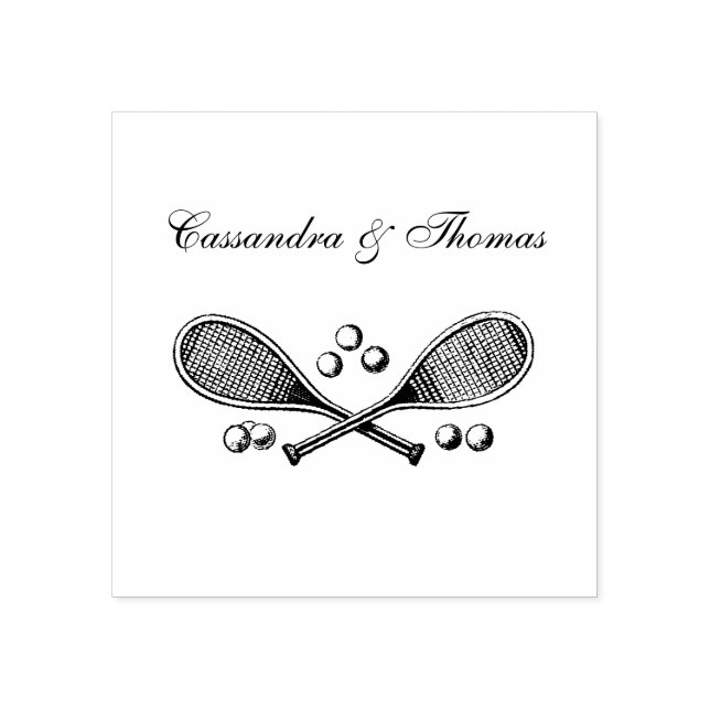 Sello De Caucho Deportes Vintage Tenis Racquet (Impresión)