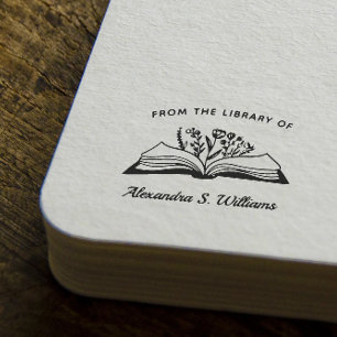 Sello De Caucho Desde la biblioteca de su nombre Flor de libros ab
