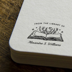 Sello De Caucho Desde la biblioteca de su nombre Flor de libros ab