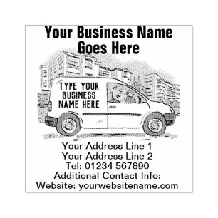 Sello De Caucho Detalles de su negocio en un cuadrado