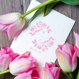 Sello De Caucho Diamante Floral Boda Flores silvestres Iniciales F