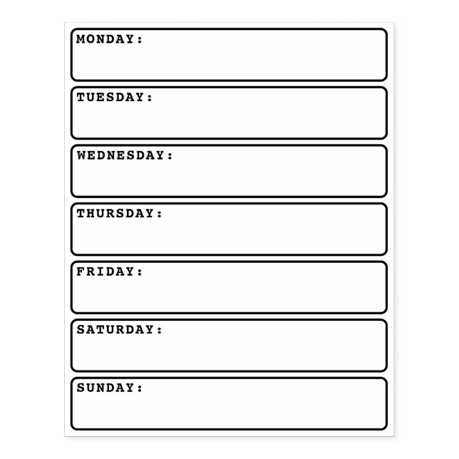 Sello De Caucho Diario semanal de calendario de planificación diar (Impresión)
