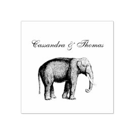 Sello De Caucho Dibujo Antiguo de Elefante