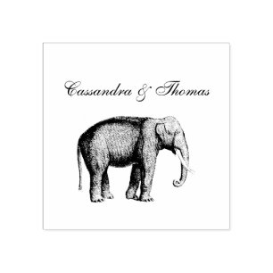 Sello De Caucho Dibujo Antiguo de Elefante