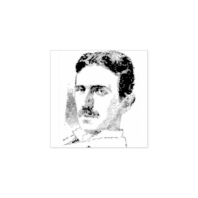 Sello De Caucho Dibujo de Nikola Tesla (Impresión)