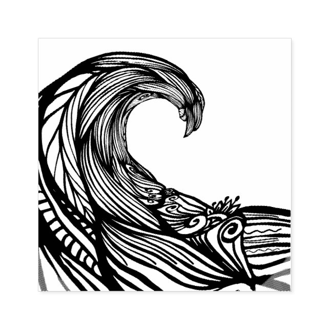 Sello De Caucho Dibujo de olas oceánicas (Impresión)