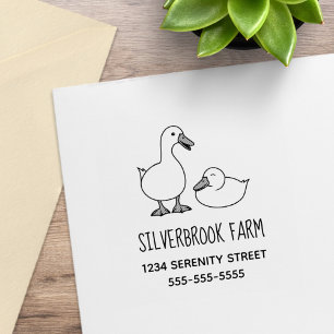 Sello De Caucho Dibujo de pareja de patos blancos lindos