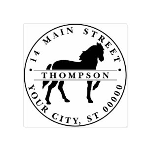 Sello De Caucho Dibujo de silueta de pie de caballo de vintage #3