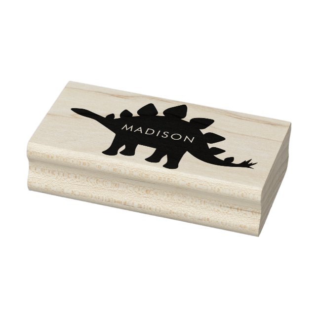 Sello De Caucho Dinosaur Stegosaurus Cute Dino Nombre del Niño (Sello)