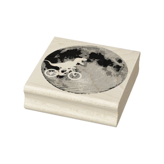 Sello De Caucho Dinosaurio en bicicleta con camiseta lunar (Sello)