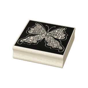 Sello De Caucho Dios es amor Mariposa Estampilla