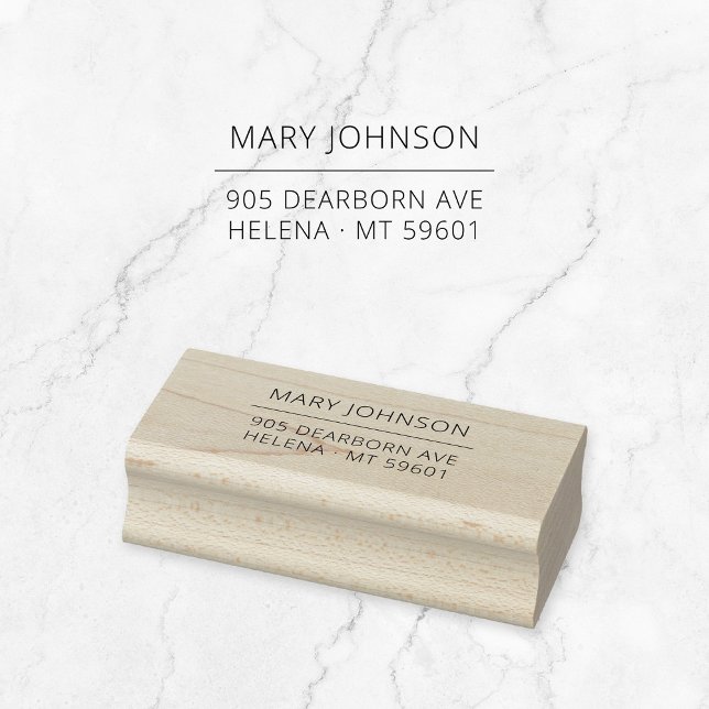 Sello De Caucho Dirección 06 de devolución de Personalizado de tip (Modern wooden return address stamp with fine line. Basic typography address stamp.)
