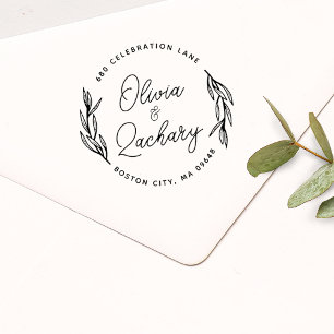 Sello De Caucho Dirección de Boda circular de script moderno
