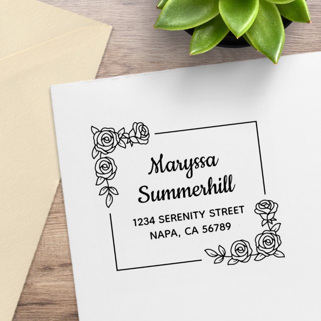 Sello De Caucho Dirección de Bouquet Corner Rosa Flowers (Subido por el creador)