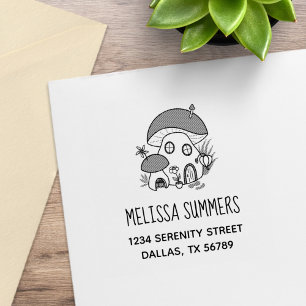 Sello De Caucho Dirección de Casa de Hongo de Hada Caprichosa