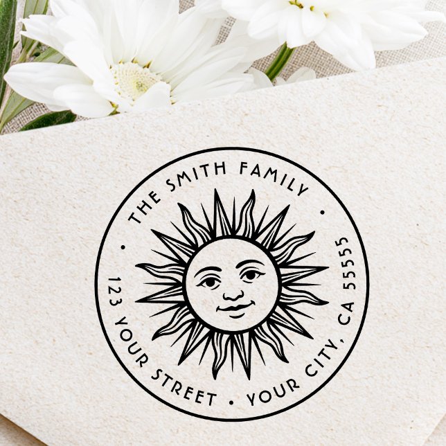 Sello De Caucho Dirección de devolución Boho sun (Boho sun return address rubber stamp)