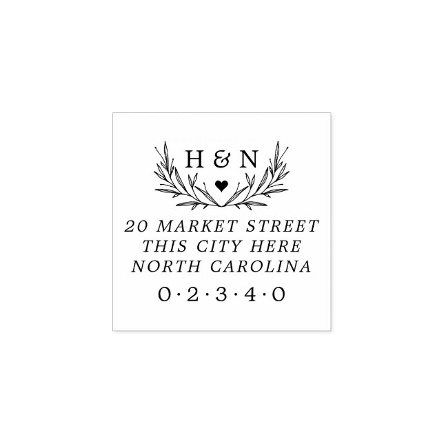 Sello De Caucho Dirección de devolución botánica de Iniciales de B (Impresión)