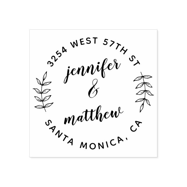 Sello De Caucho Dirección de devolución botánica de personalizado  (Impresión)