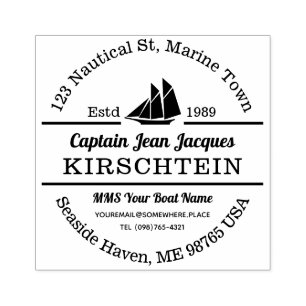 Sello De Caucho Dirección de devolución Capitán Barco Yate Naut