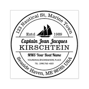 Sello De Caucho Dirección de devolución Capitán Barco Yate Naut