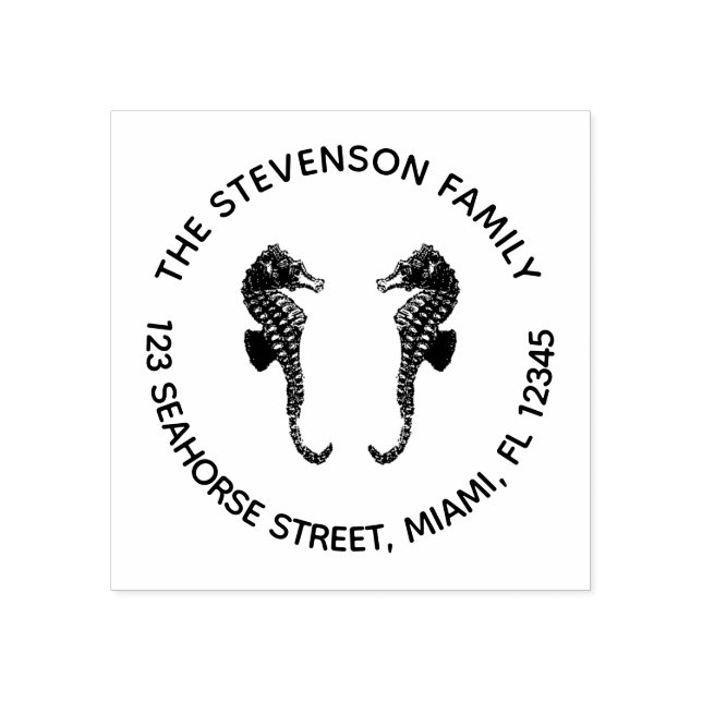 Sello De Caucho Dirección de devolución circular de caballitos de  (Impresión)