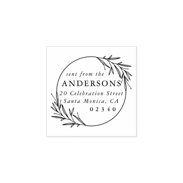 Sello De Caucho Dirección de devolución clásica de botánico enviad (Impresión)