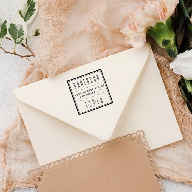 Sello De Caucho Dirección de devolución de Art Decó de personaliza (Subido por el creador)